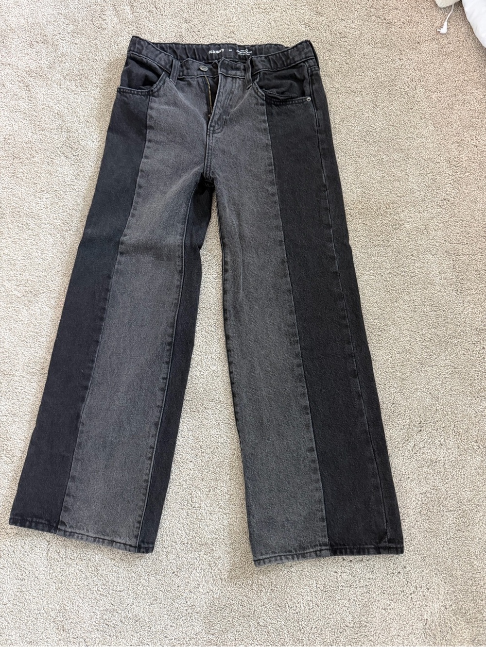 Old Navy Two-Tone Black and Gray Kids’ Wide-Leg Jeans